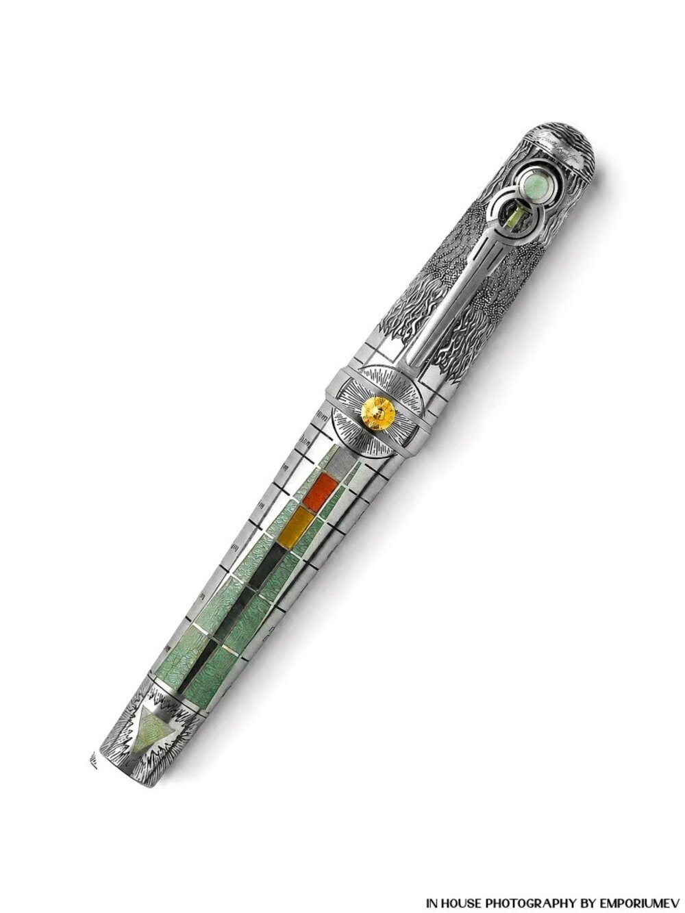 Montegrappa The Alchemist Sterling Silver Aqua Fine Nib Fountain Pen 0049